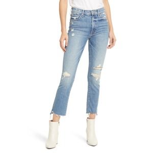 $268 MOTHER Insider High Waist Crop Fray Jeans Sz 34 NWOT 98% cotton 2% elastic